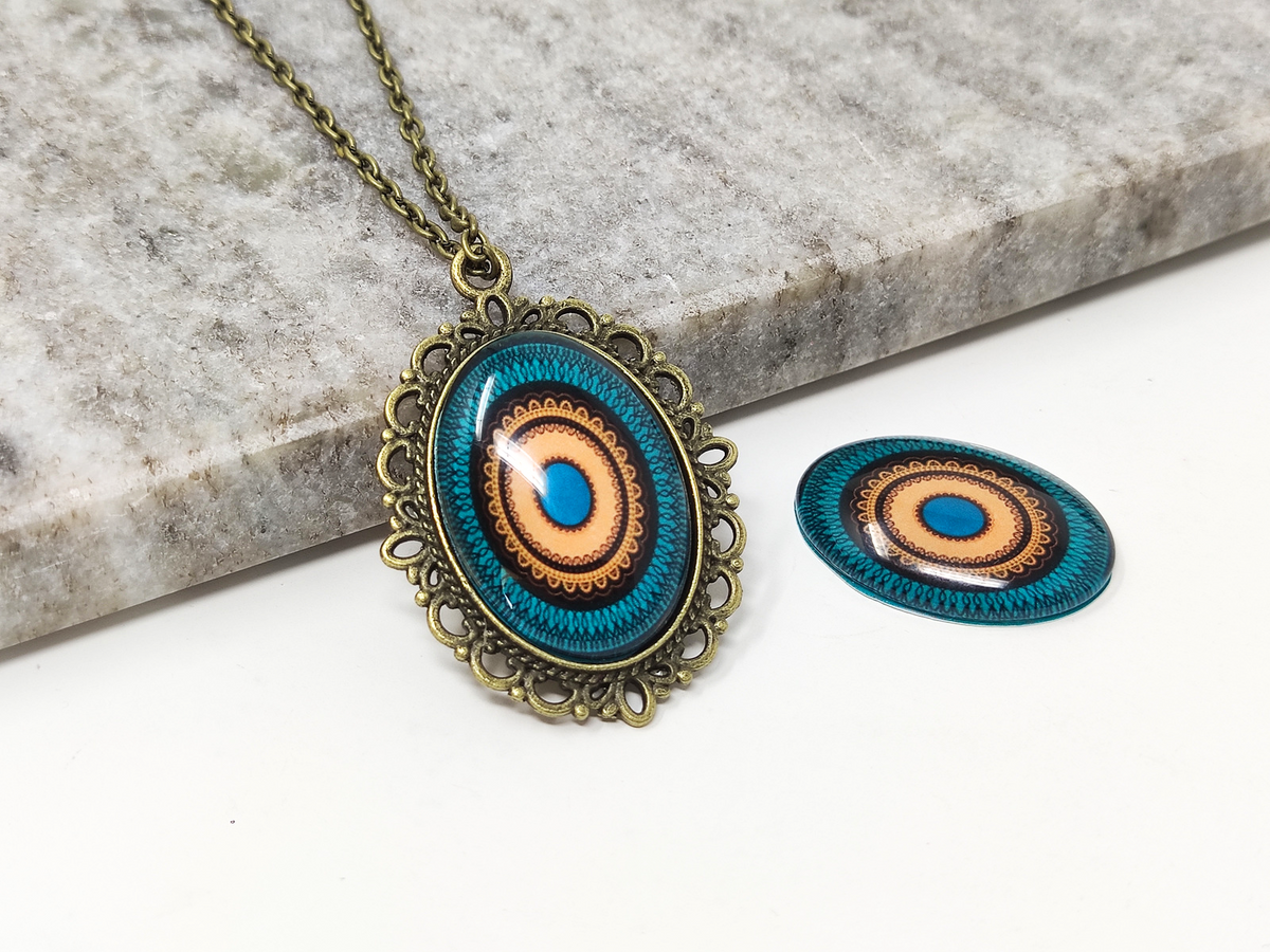 Oval Filigree Pendant Settings – Antique Bronze, 18x25mm, 10 Pcs