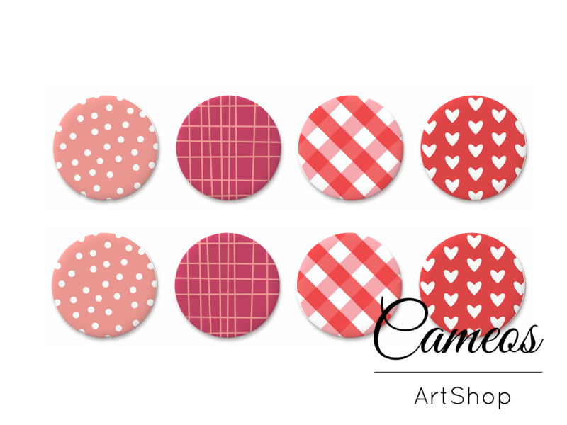 8 pieces round glass dome cabochons 8mm up to 18mm, Retro Motive- C1575 - Cameos Art Shop