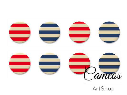 8 pieces round glass dome cabochons 8mm up to 18mm, Sea Motive- C1635 - Cameos Art Shop