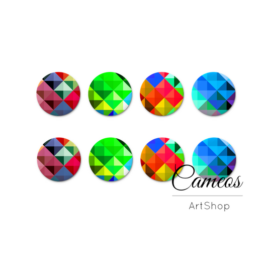 8 pieces round glass cabochons 8mm up to 18mm, Glass Dome with image- C1687