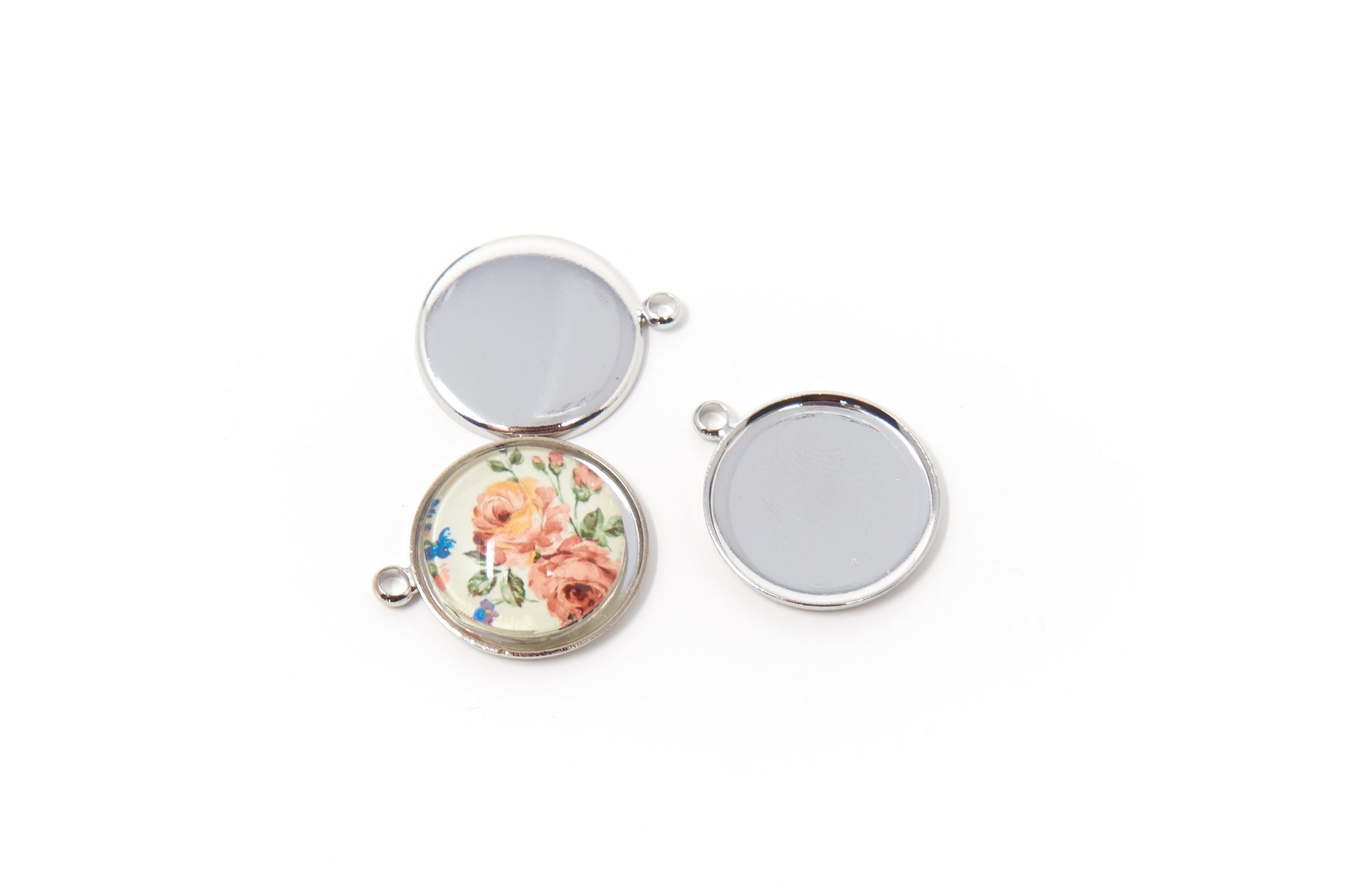 10 pcs Blank pendant tray platinum color, base for cabochons, pendant for 20mm cabochons - Cameos Art Shop