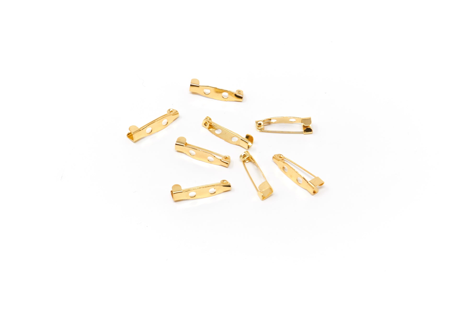 10 pcs Brooch Pin Gold, 20mm, Pin Backs, 2 holes - Cameos Art Shop