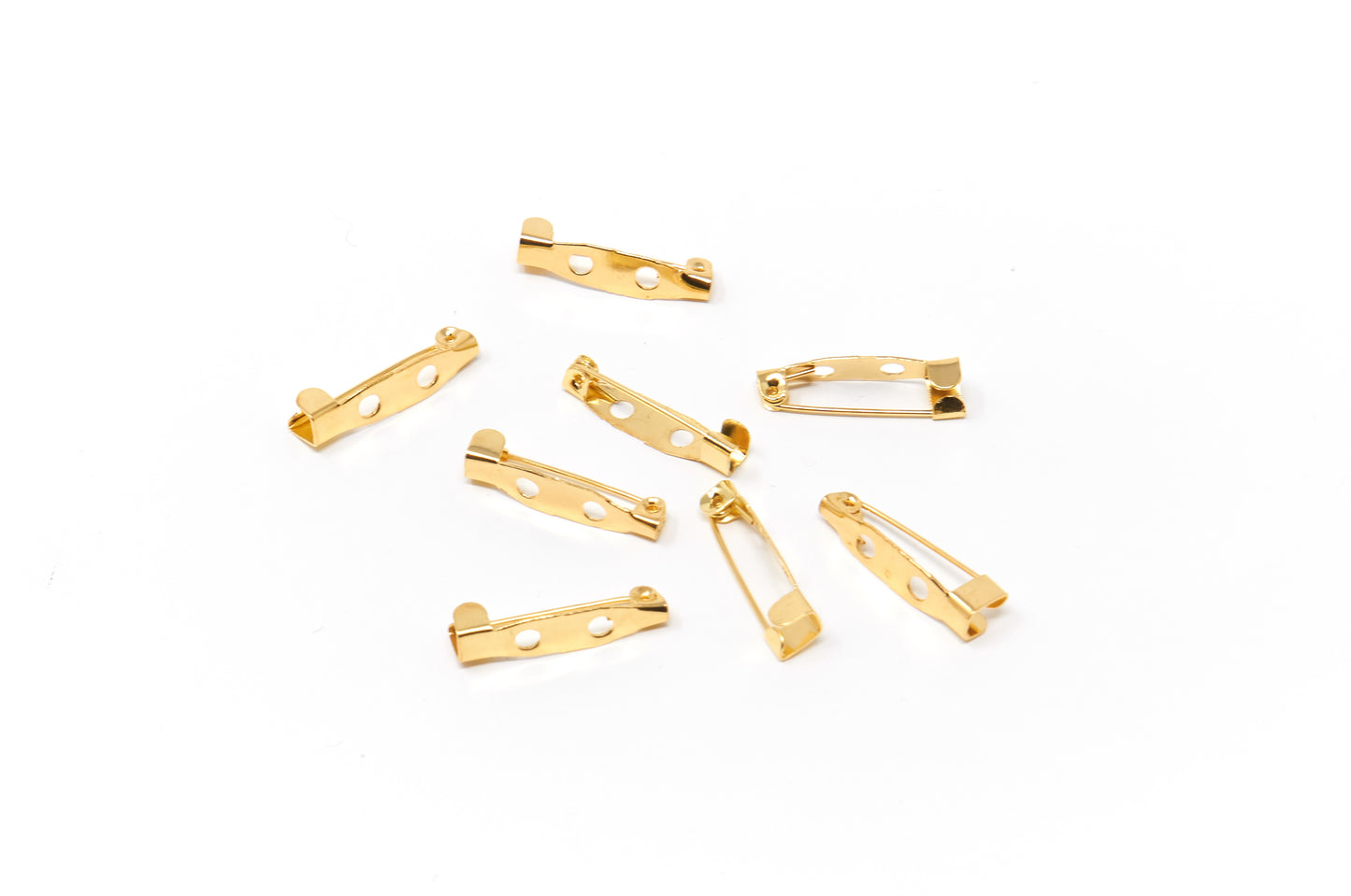 10 pcs Brooch Pin Gold, 20mm, Pin Backs, 2 holes - Cameos Art Shop