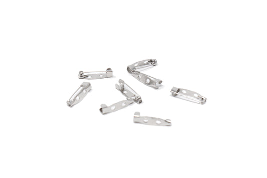 10 pcs Brooch Pin Platinum, 20mm, Pin Backs, 2 holes - Cameos Art Shop
