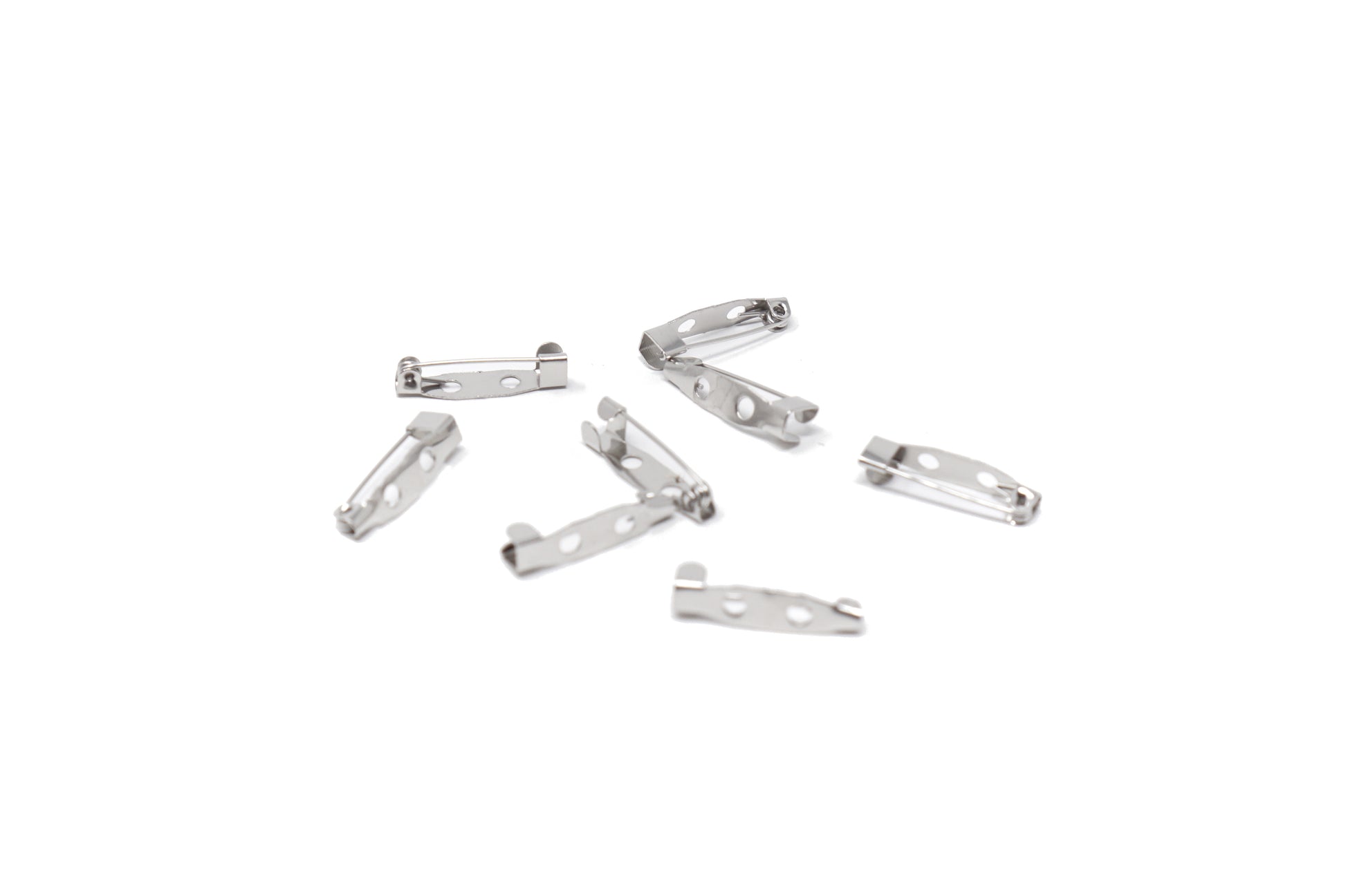 10 pcs Brooch Pin Platinum, 20mm, Pin Backs, 2 holes - Cameos Art Shop