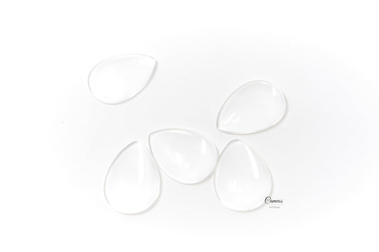 50 pcs Teardrop Shape Clear Glass Cabochons, Transparent Glass Cover, Domed Glass Cabochon 18x25mm