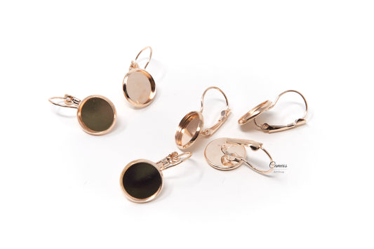 20 pcs Round Earring Settings, Rose Gold Earring Findings, Earring Tray 12mm