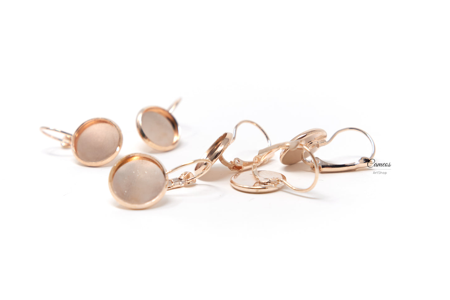 10 pcs Round Earring Settings, Rose Gold Earring Findings, Earring Tray 12mm