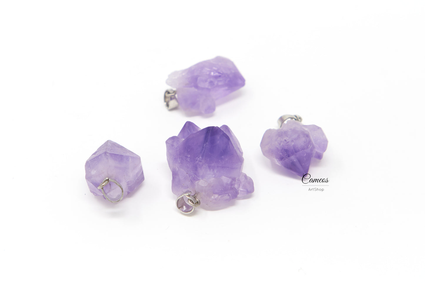 Natural raw amethyst pendants with brass findings, 20~26mm Gemstone Pendants, Nuggets, Amethyst Crystal Charm, 1 pcs