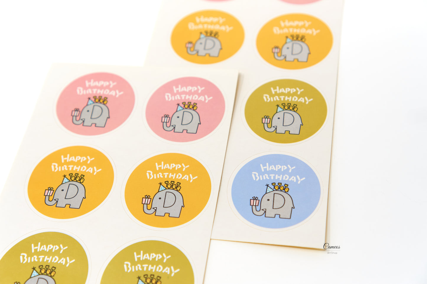 Gift Sticker, Happy Birthday Sticker, Elephant Birthday Stickers, Scrapbook Pet Stickers, Party Sticker, Birthday Invitation Stickers, 8 pcs