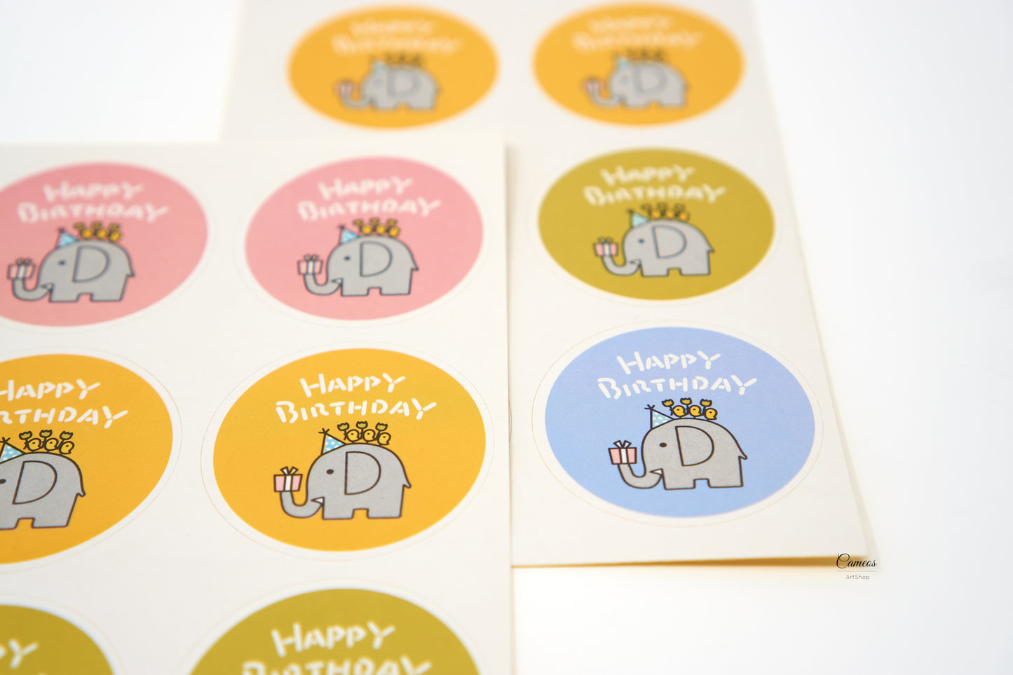 Gift Sticker, Happy Birthday Sticker, Elephant Birthday Stickers, Scrapbook Pet Stickers, Party Sticker, Birthday Invitation Stickers, 8 pcs