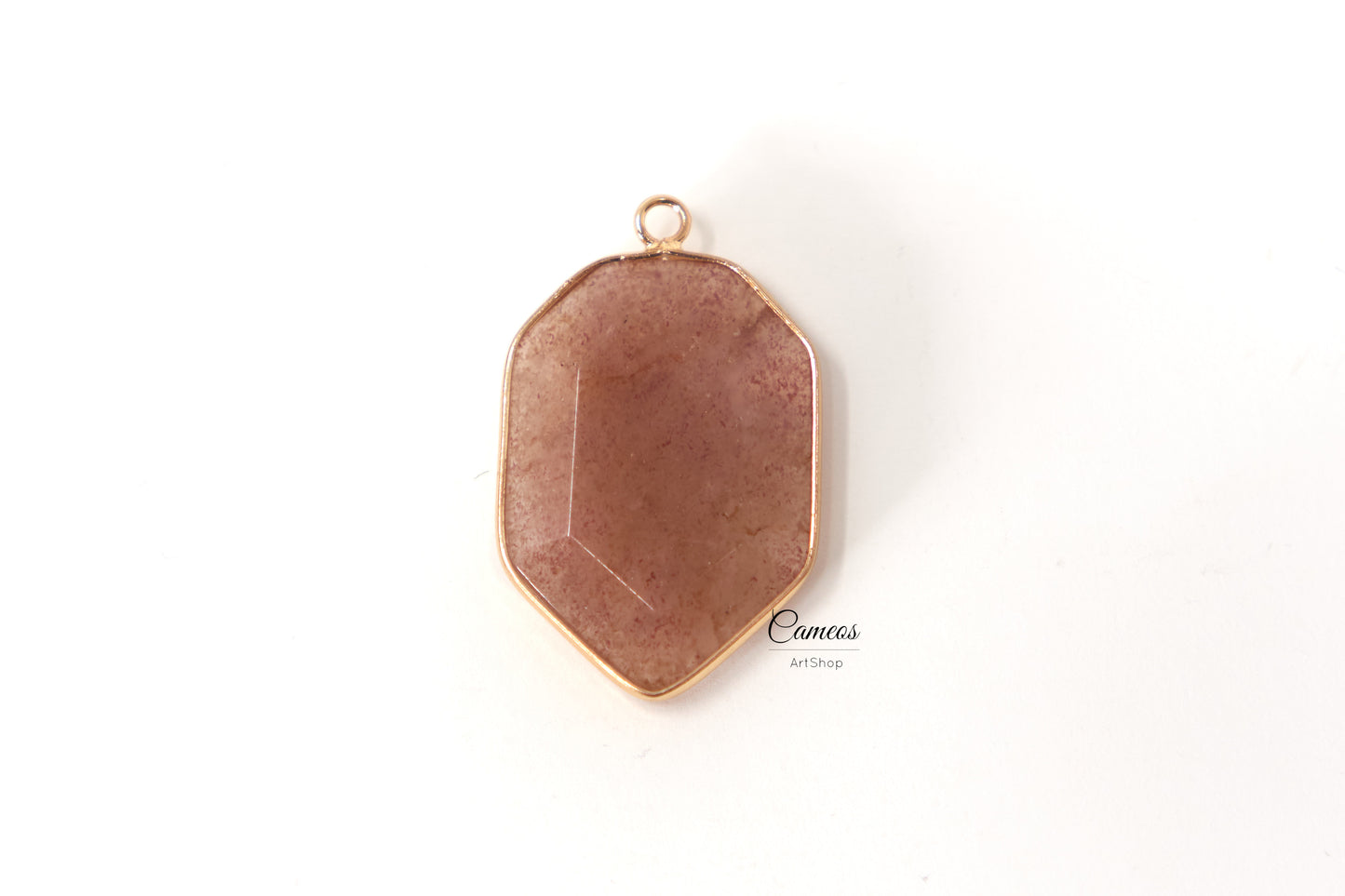 36mm Natural Strawberry Quartz Pendants, Natural Stone, 1 pcs