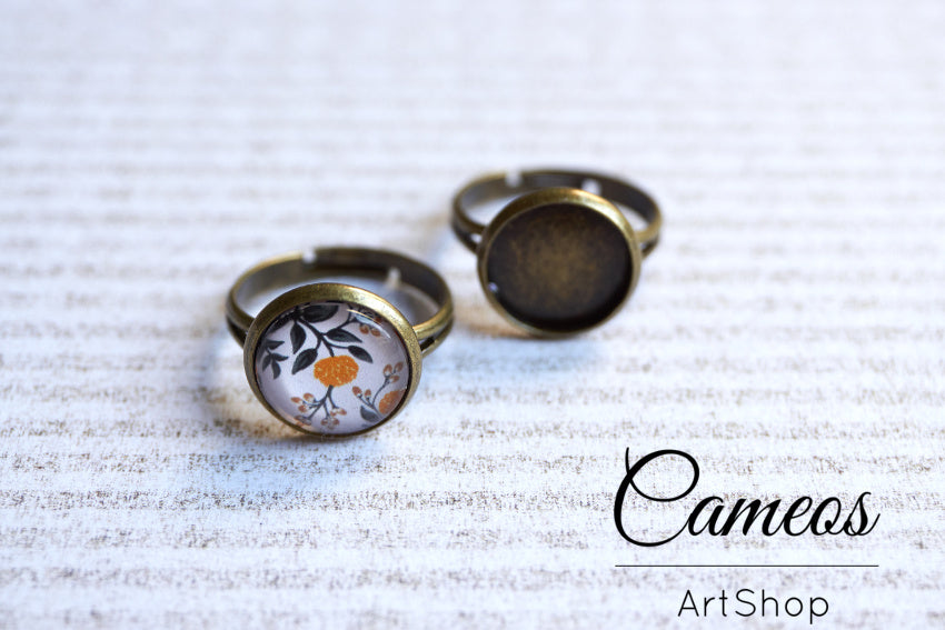 Round Ring base tray Antique Bronze for 12mm Cabochons 10 pieces - Cameos Art Shop