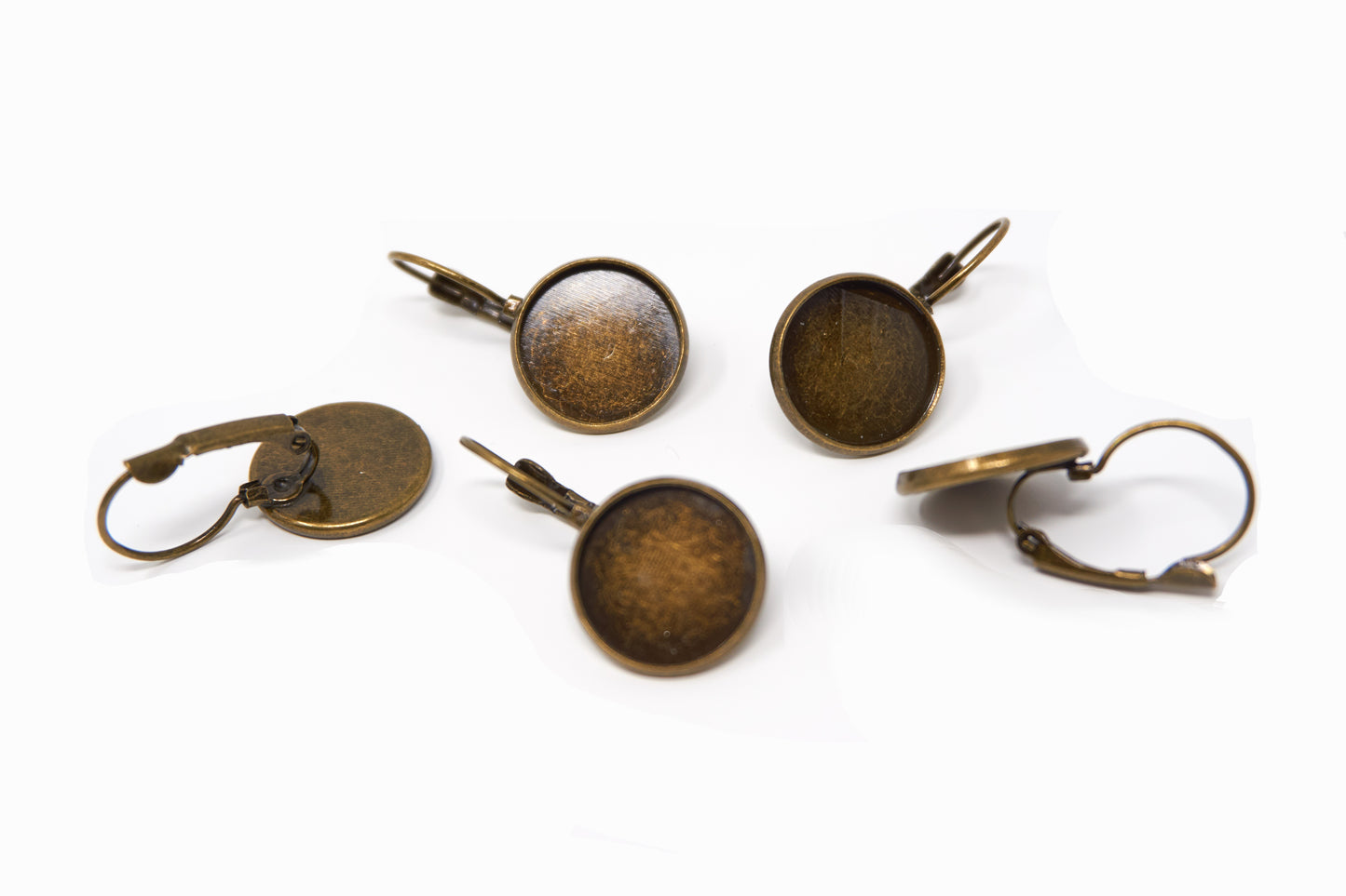 Earring Hook tray Antique Bronze for 14mm Cabochons 20 pieces - Cameos Art Shop