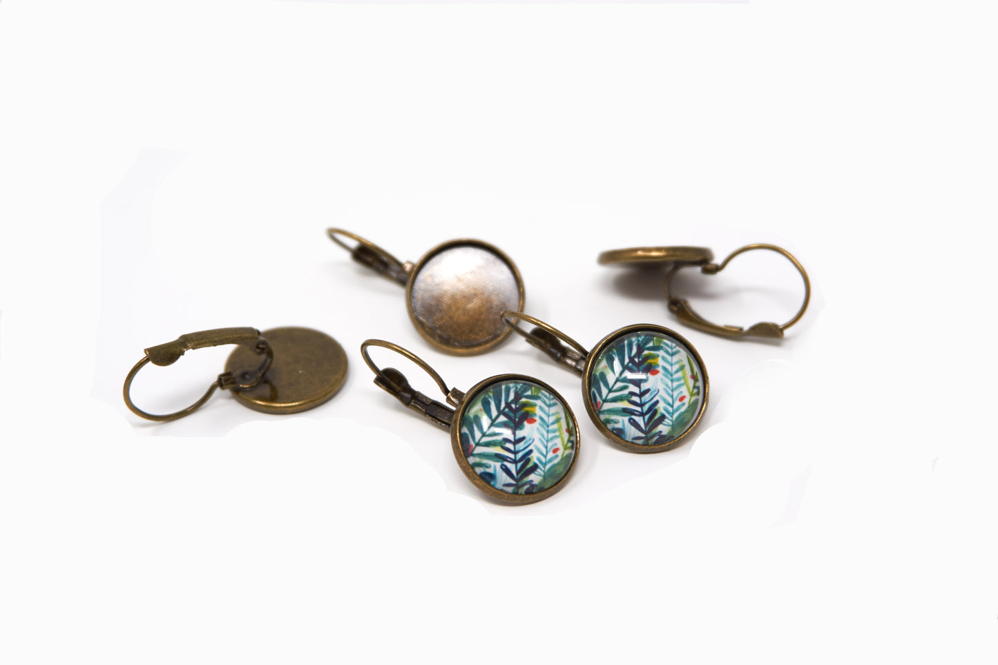 Earring Hook tray Antique Bronze for 14mm Cabochons 20 pieces - Cameos Art Shop