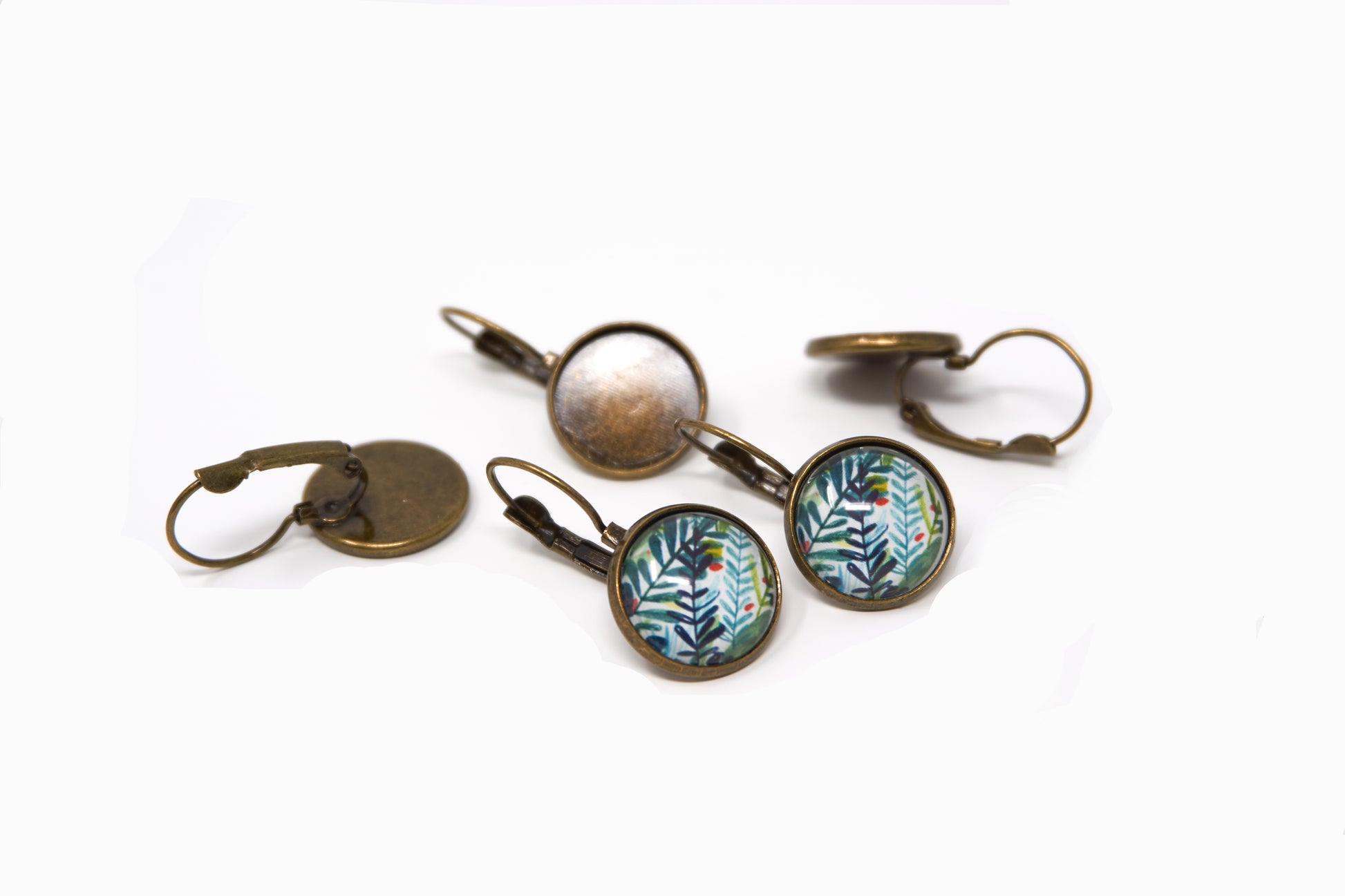 Earring Hook tray Antique Bronze for 14mm Cabochons 20 pieces - Cameos Art Shop