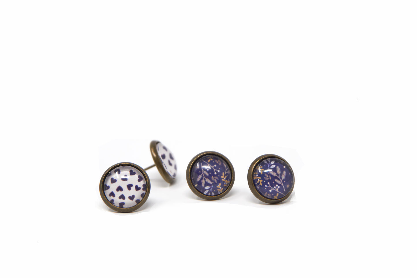 Ear stud earring tray Antique Bronze for 10mm Cabochons 36 pieces - Cameos Art Shop
