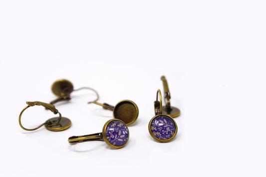 Earring Hook tray Antique Bronze for 10mm Cabochons 20 pieces - Cameos Art Shop