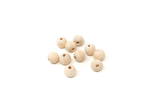 Natural Round Wood Beads 12mm 10 pieces - Cameos Art Shop