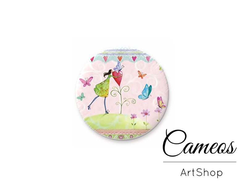 Round handmade glass cabochons 8mm up to 25mm, Girl Motive- G910 - Cameos Art Shop