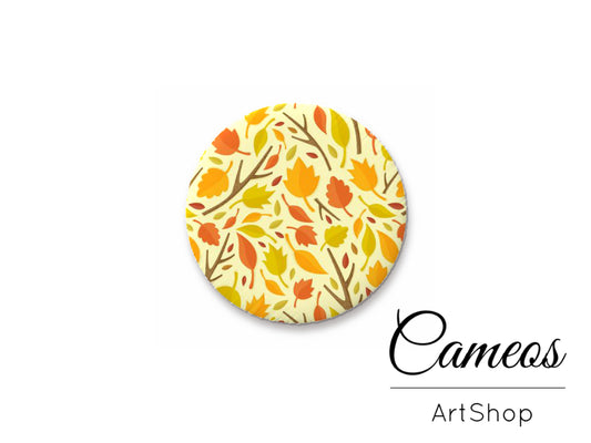 Round handmade glass cabochons 8mm up to 25mm, Leaves Motive- G914 - Cameos Art Shop