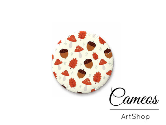 Round handmade glass cabochons 8mm up to 25mm, Autumn Motive- G916 - Cameos Art Shop