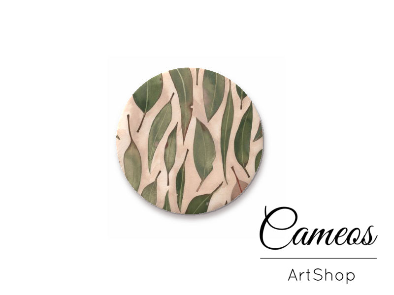 Round handmade glass cabochons 8mm up to 25mm, Leaves Motive- G920 - Cameos Art Shop