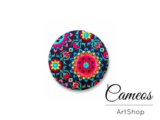 Round handmade glass cabochons 8mm up to 25mm, Mandala Motive- G938 - Cameos Art Shop