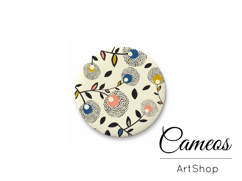 Round handmade glass cabochons 8mm up to 25mm, Floral Motive- G943 - Cameos Art Shop