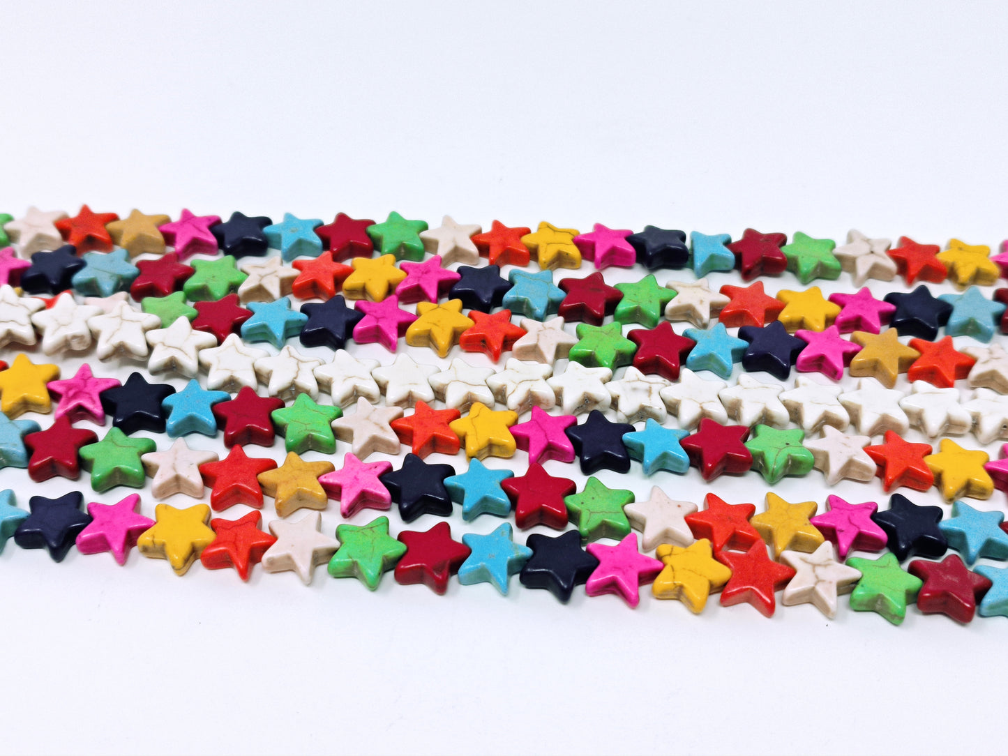 Star beads, Dyed Mixed Color Synthetic Turquoise Beads, 12 x 12mm, Set 25pcs