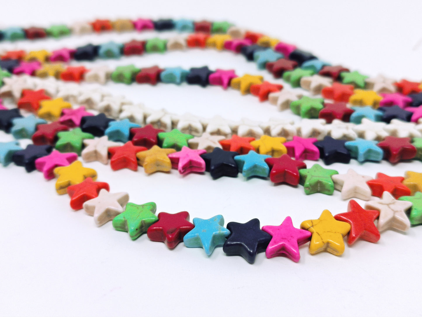 Star beads, Dyed Mixed Color Synthetic Turquoise Beads, 12 x 12mm, Set 25pcs
