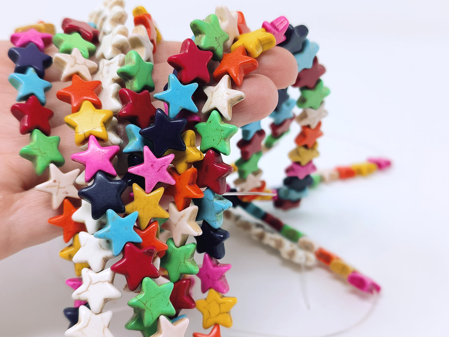 Star beads, Dyed Mixed Color Synthetic Turquoise Beads, 12 x 12mm, Set 25pcs