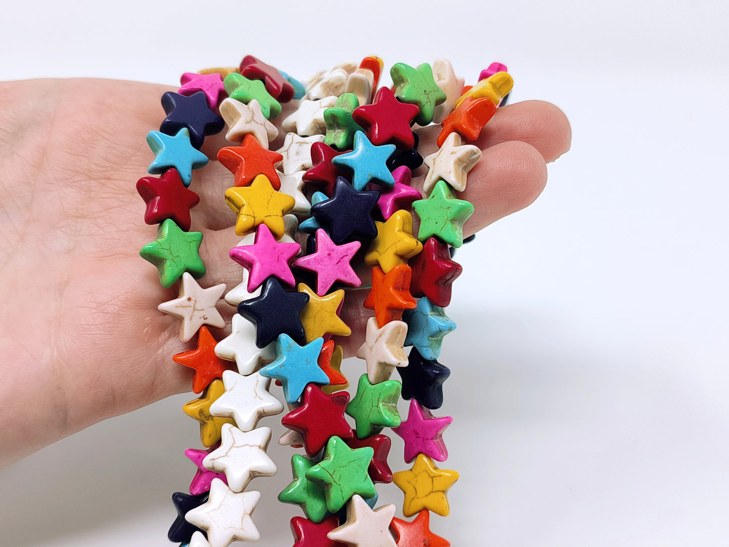 Star beads, Dyed Mixed Color Synthetic Turquoise Beads, 12 x 12mm, Set 25pcs