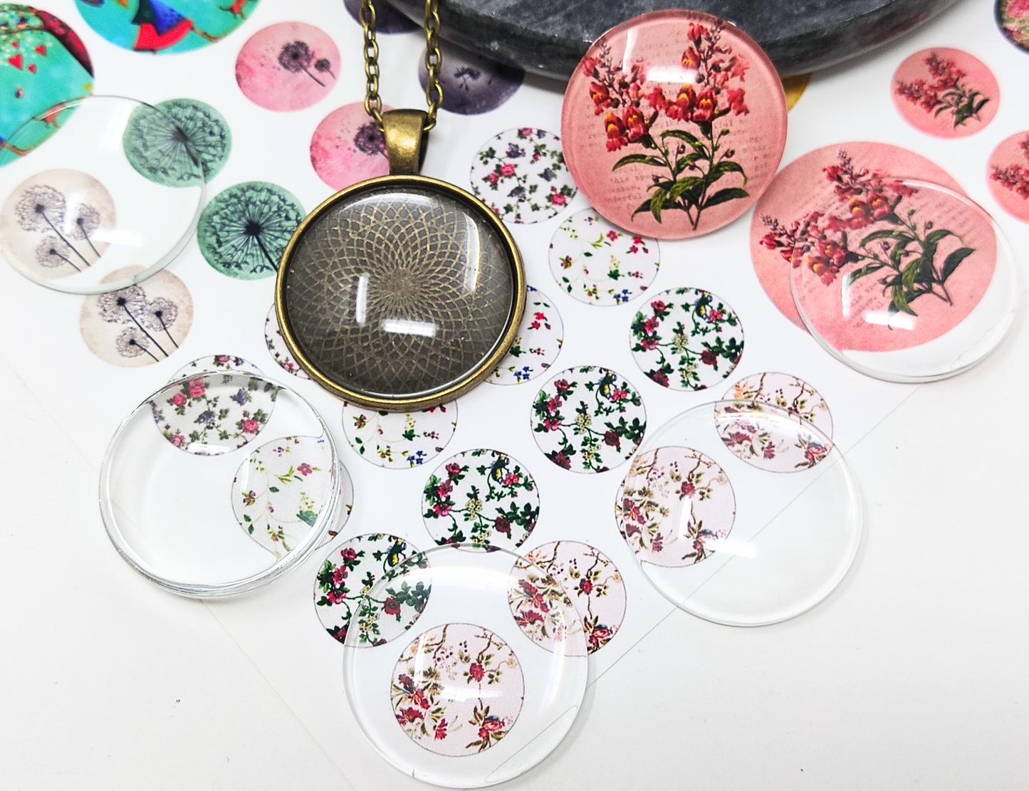 50 pcs 25mm Cabochon Round Flat Back Clear Glass Cabochon Transparent Cabochon For DIY Jewelry