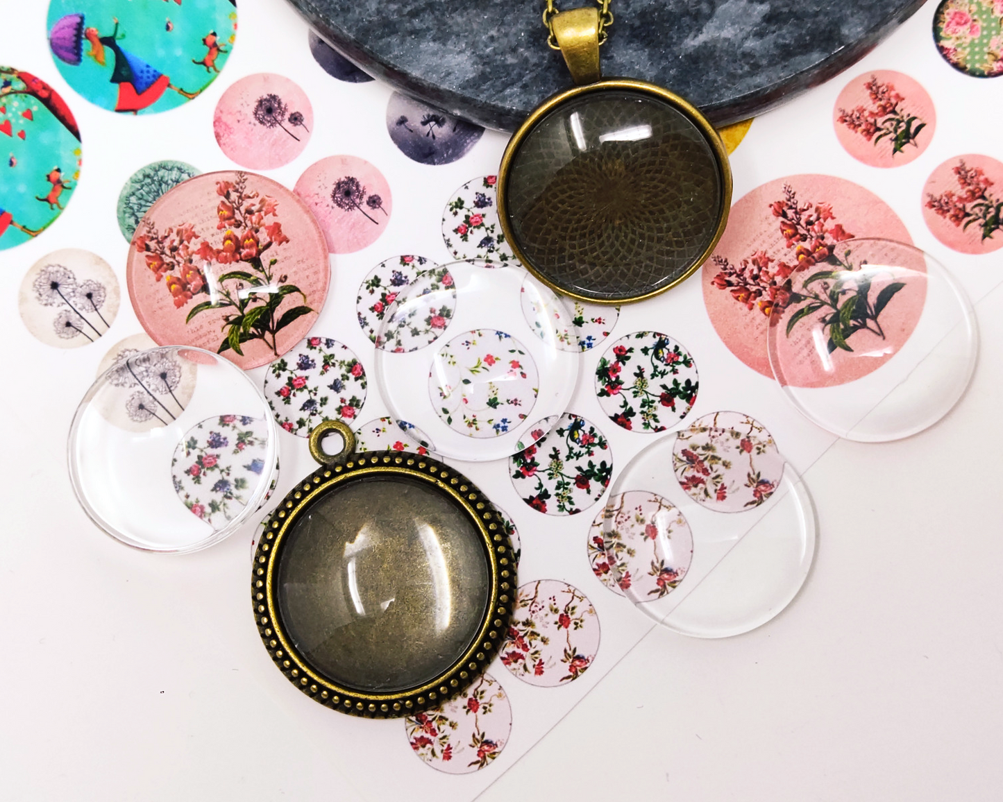 50 pcs 25mm Cabochon Round Flat Back Clear Glass Cabochon Transparent Cabochon For DIY Jewelry