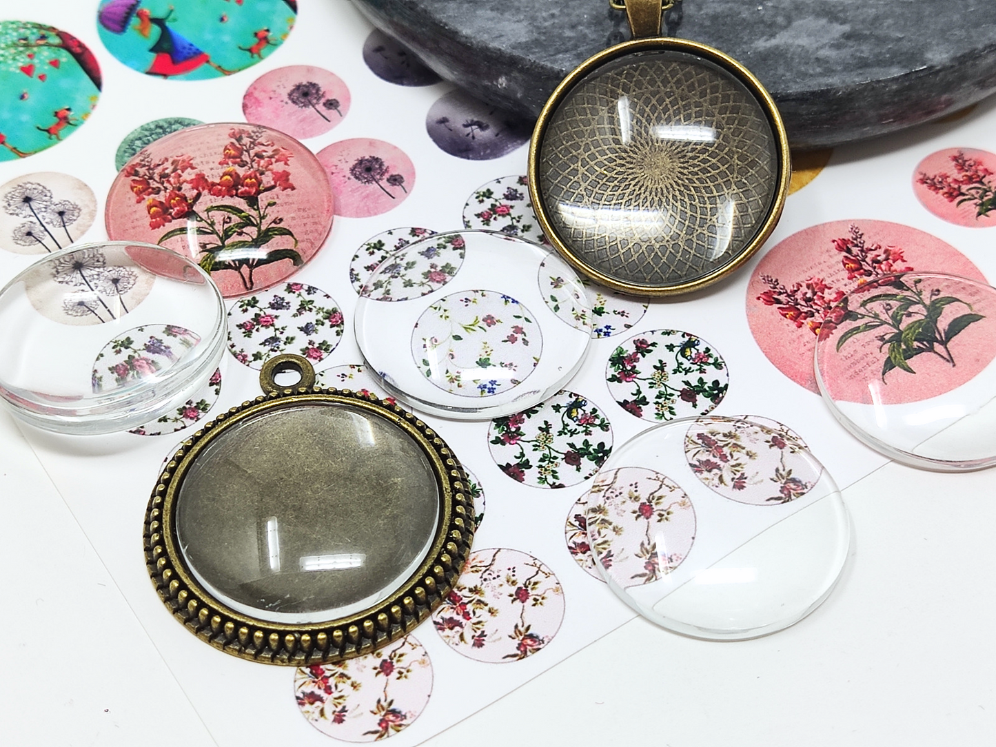 50 pcs 25mm Cabochon Round Flat Back Clear Glass Cabochon Transparent Cabochon For DIY Jewelry