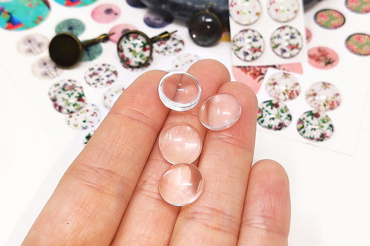 100 pieces clear round glass dome cabochons 12mm