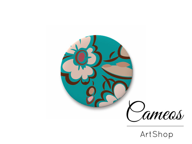 Round handmade glass cabochons 8mm up to 25mm, Floral- L116 - Cameos Art Shop