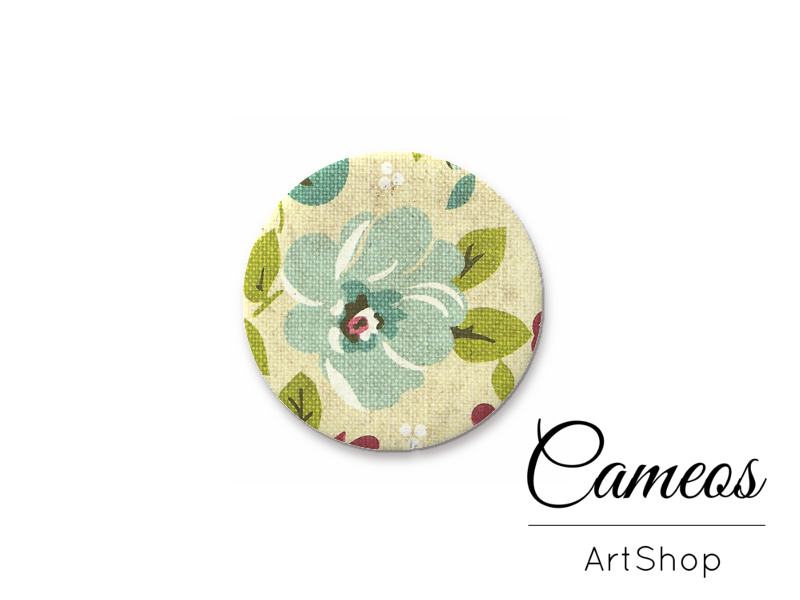 Round handmade glass cabochons 8mm up to 25mm, Floral Motive- L12 - Cameos Art Shop