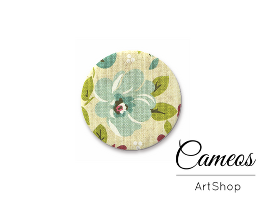 Round handmade glass cabochons 8mm up to 25mm, Floral Motive- L12 - Cameos Art Shop