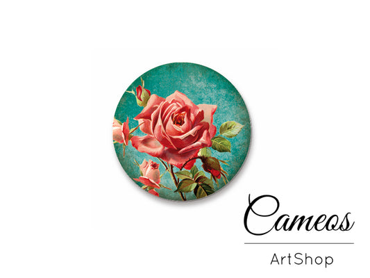 Round handmade glass cabochons 8mm up to 25mm, Floral- L120 - Cameos Art Shop