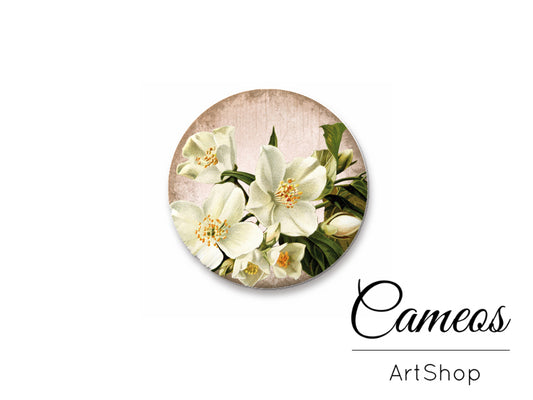 Round handmade glass cabochons 8mm up to 25mm, Floral- L122 - Cameos Art Shop