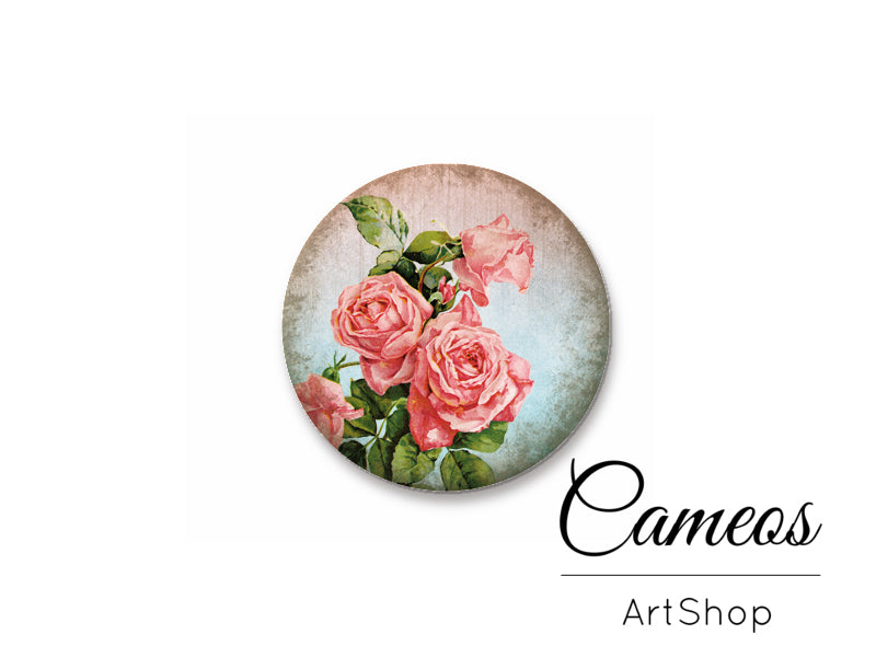 Round handmade glass cabochons 8mm up to 25mm, Flowers- L124 - Cameos Art Shop