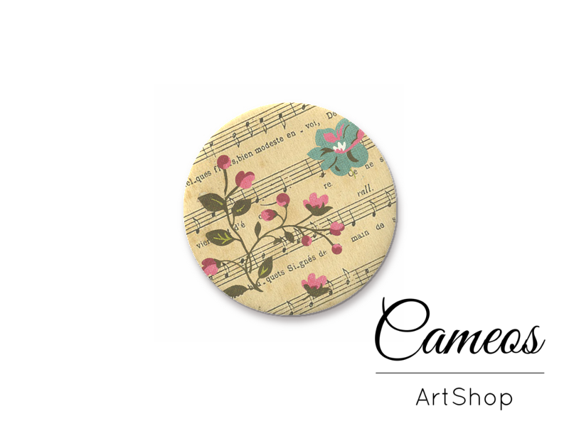 Round handmade glass cabochons 8mm up to 25mm, Floral Motive- L14 - Cameos Art Shop