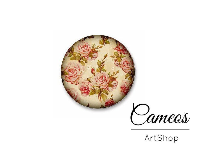 Round handmade glass cabochons 8mm up to 25mm, Flowers- L146 - Cameos Art Shop