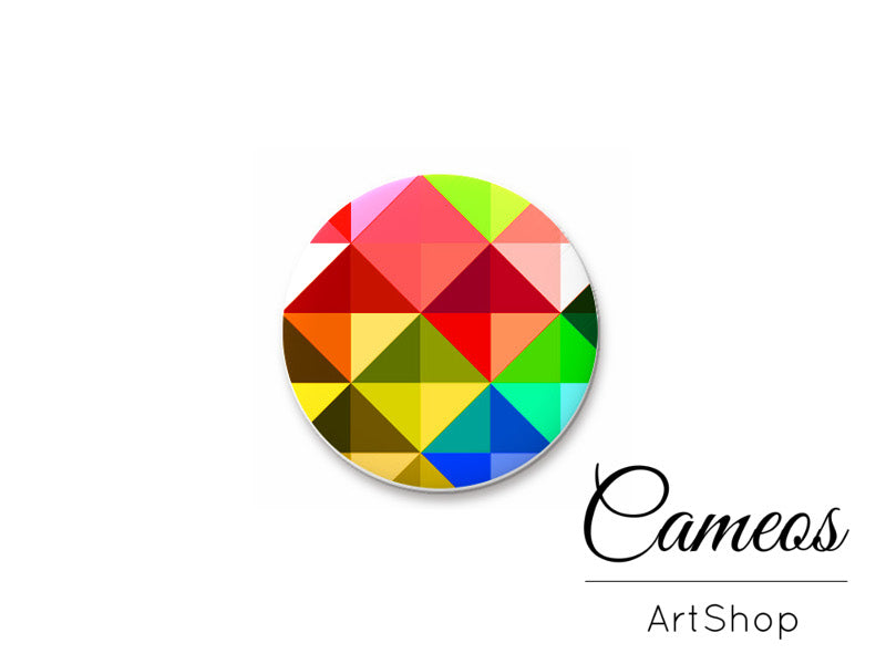Round handmade glass cabochons 8mm up to 25mm, Triangles Motive- L163 - Cameos Art Shop