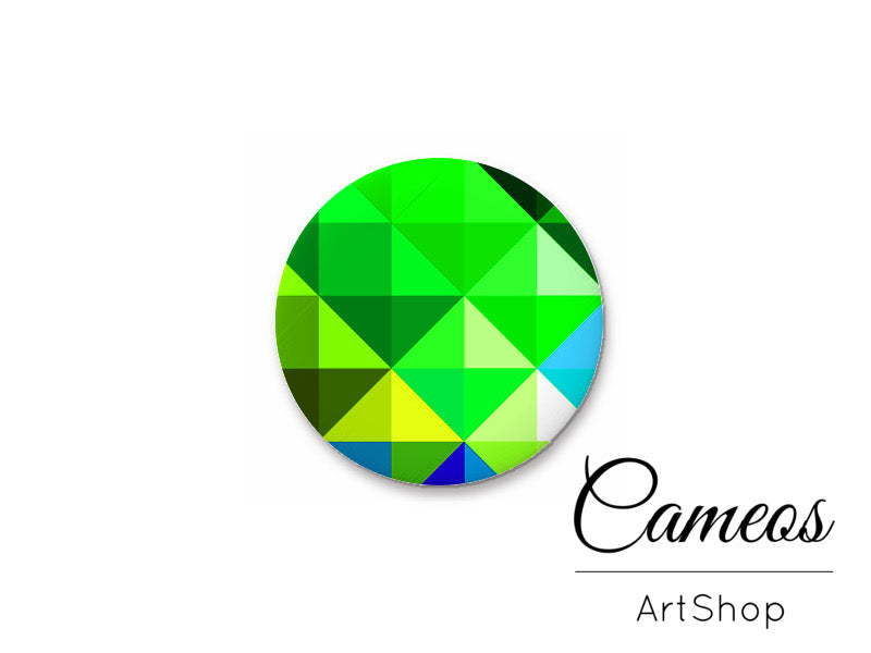 Round handmade glass cabochons 8mm up to 25mm, Triangles Motive- L164 - Cameos Art Shop