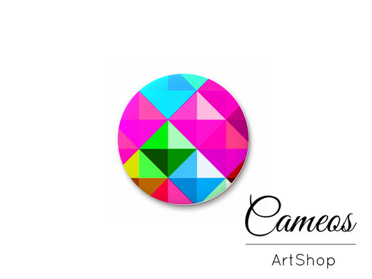 Round handmade glass cabochons 8mm up to 25mm, Triangles Motive- L165 - Cameos Art Shop