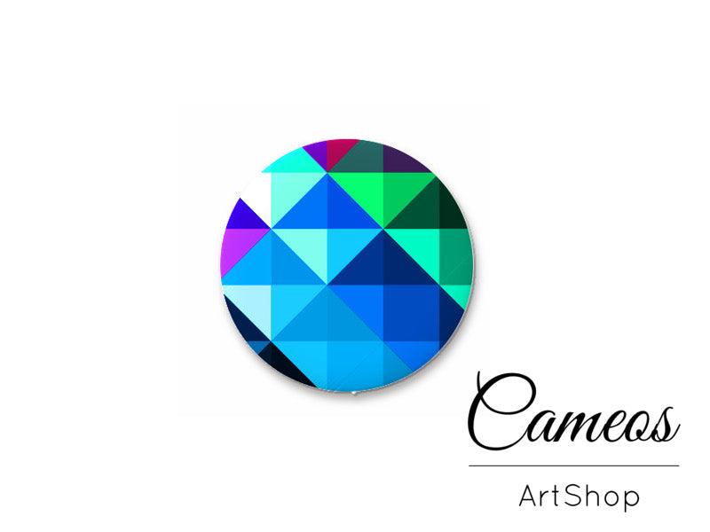 Round handmade glass cabochons 8mm up to 25mm, Triangles Motive- L167 - Cameos Art Shop