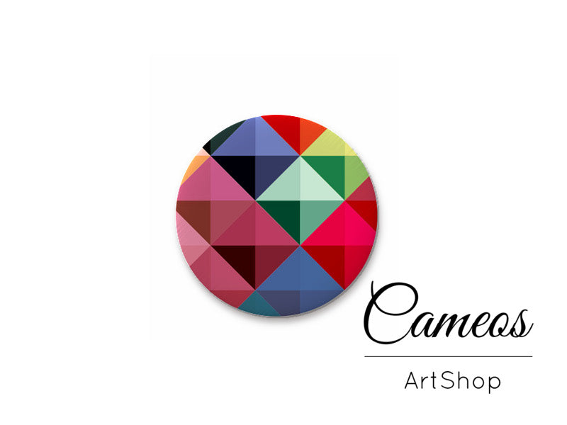 Round handmade glass cabochons 8mm up to 25mm, Triangles Motive- L168 - Cameos Art Shop